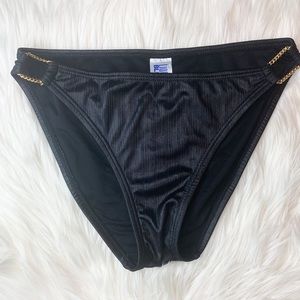 New Liquid Blue Shiny Bikini Gold Chain Bottoms